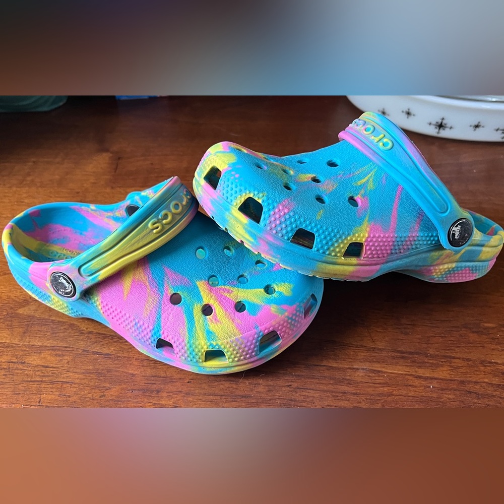 Cute colorful tie dye Crocs